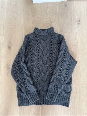 Wilfred Charcoal Cable Turtleneck Sweater
